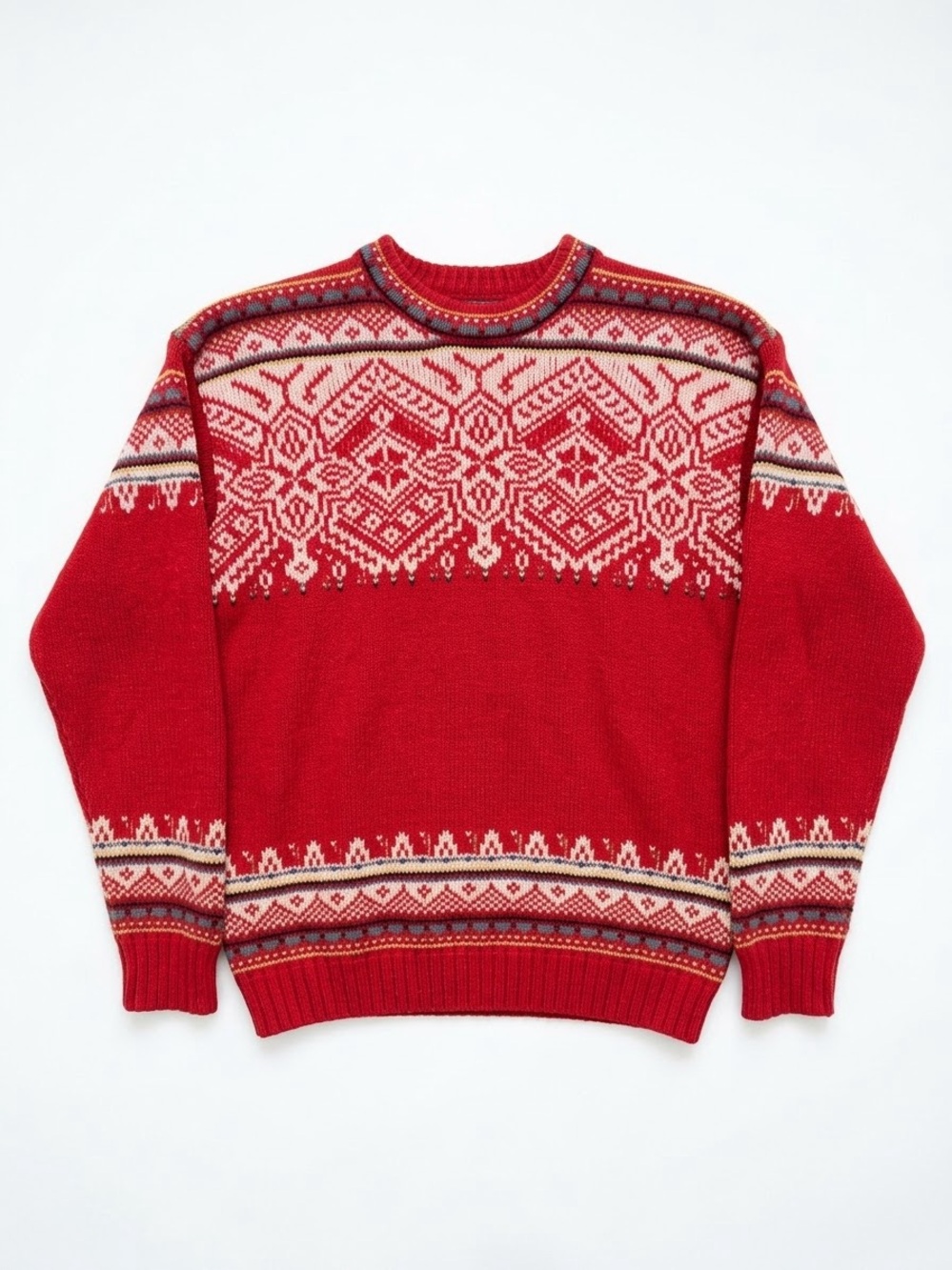 O’Hanlon Mills Fair Isle Christmas Sweater – Red, Size XS